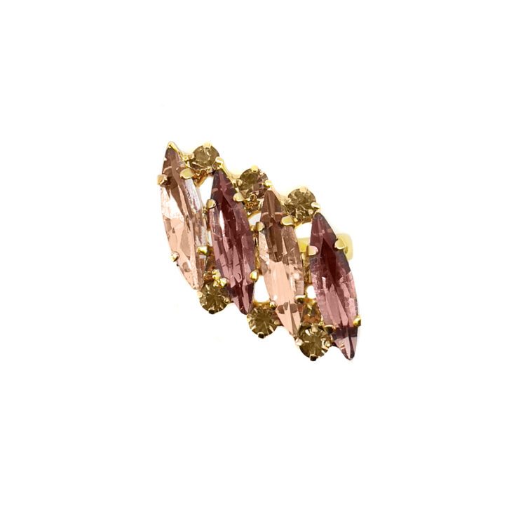 Anello Placcato Oro 24K Con Pietre Cipria E Marsala - A27Vienna
