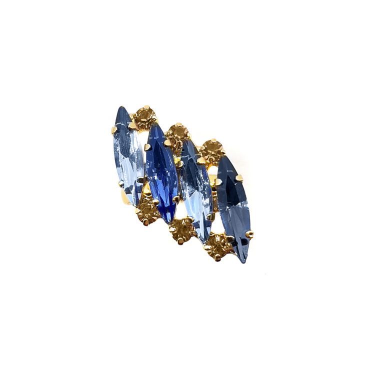 Anello Placcato Oro 24K Con Pietre Celesti E Blu - A26Vienna
