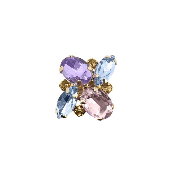 Anello Con Pietre Celesti Ametista E Rosa - A46Afrodite