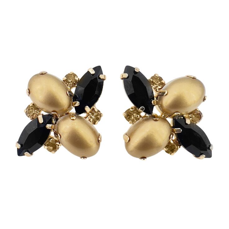 Orecchini Con Pietre Nere E Oro - Afrodite25