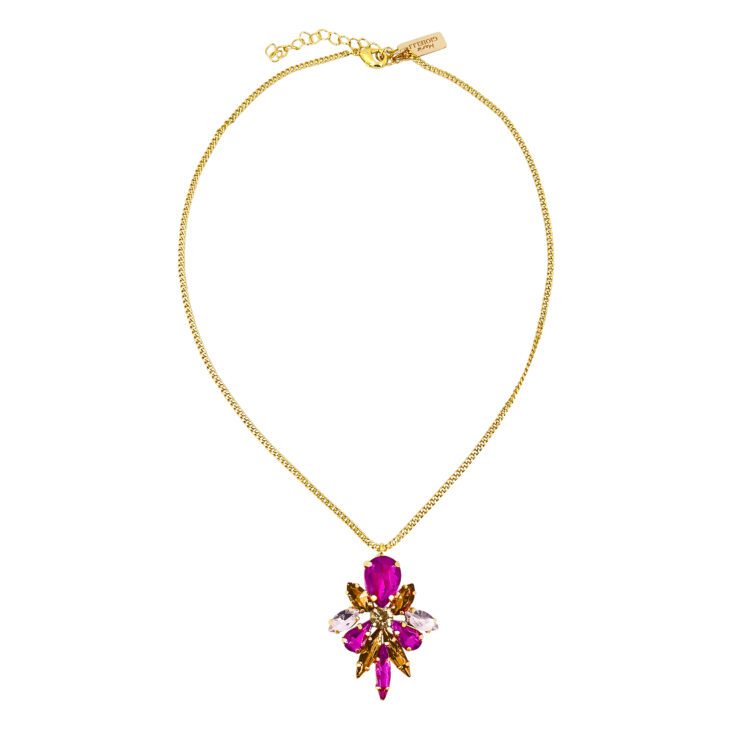 Collana Con Pietre Fucsia Rosa E Arancioni - C2Sole