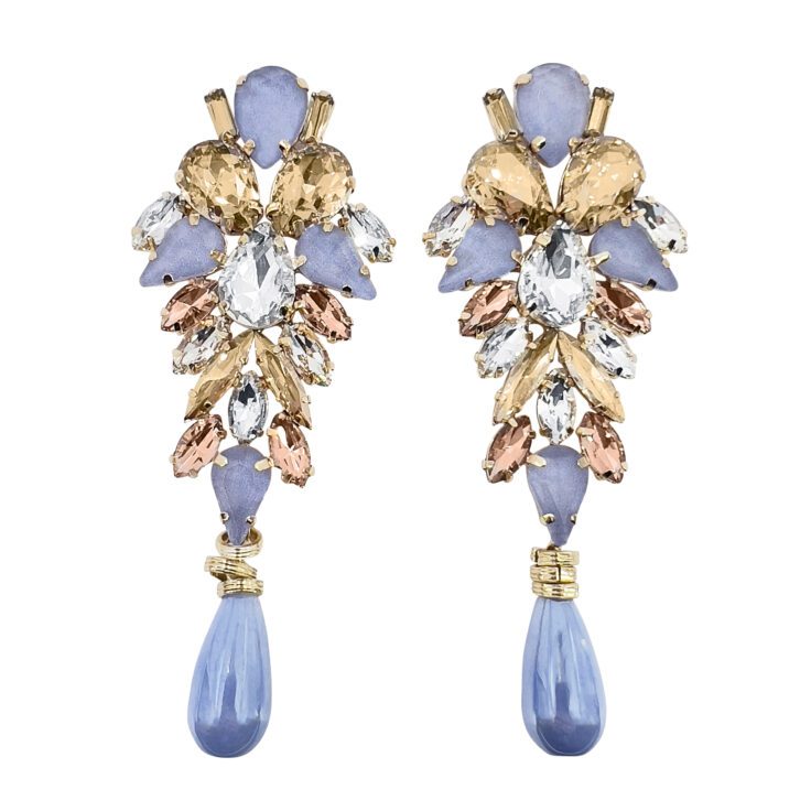 Orecchini Con Pietre Glicine Cipria Crystral E Oro - Amsterdam16