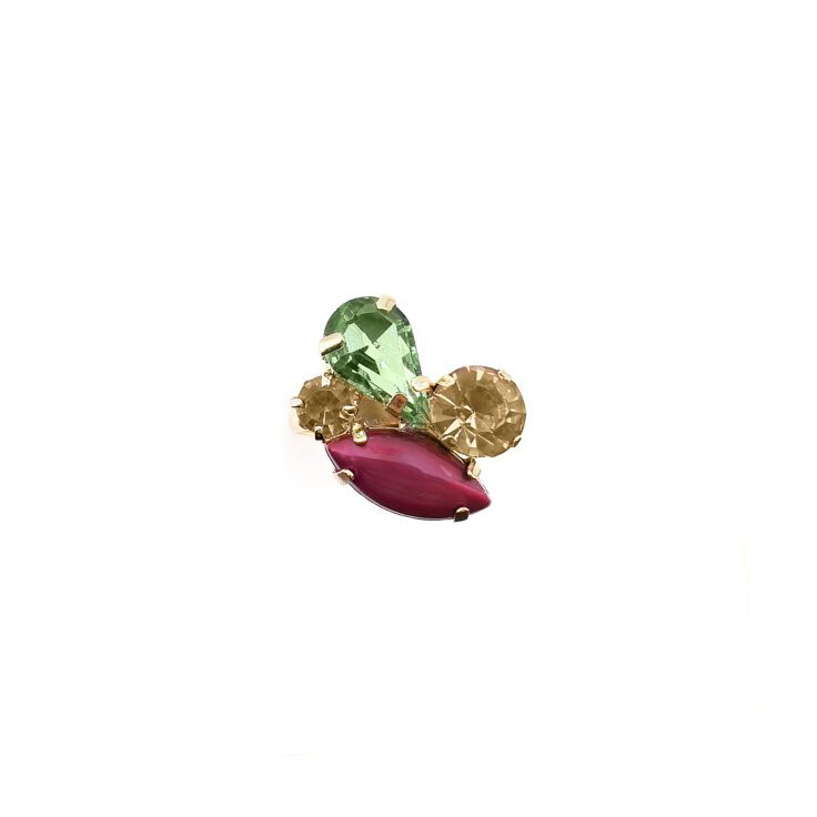 Anello Con Pietre Verdi Cipria E Burgundy - A37Diana