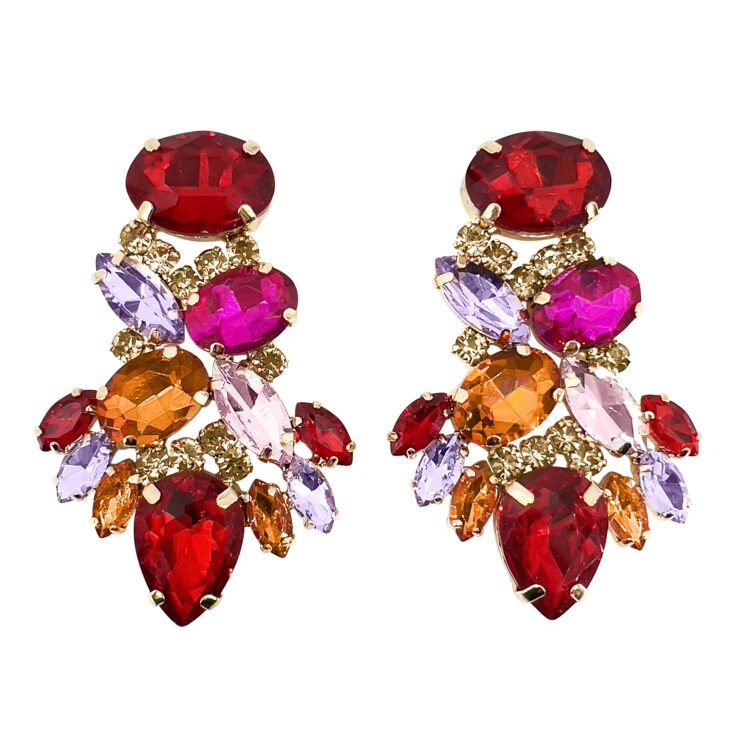 Orecchini Con Pietre Rosse Ametista Fucsia Rosa E Arancioni - Atmosfera41