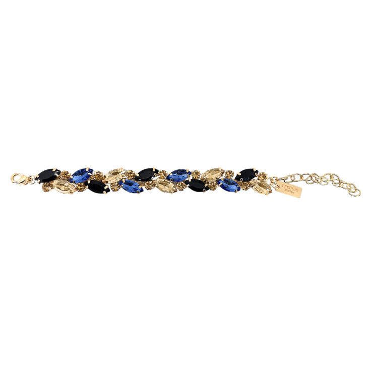 Bracciale Con Pietre Blu Elettrico Nere E Oro - Grazia18
