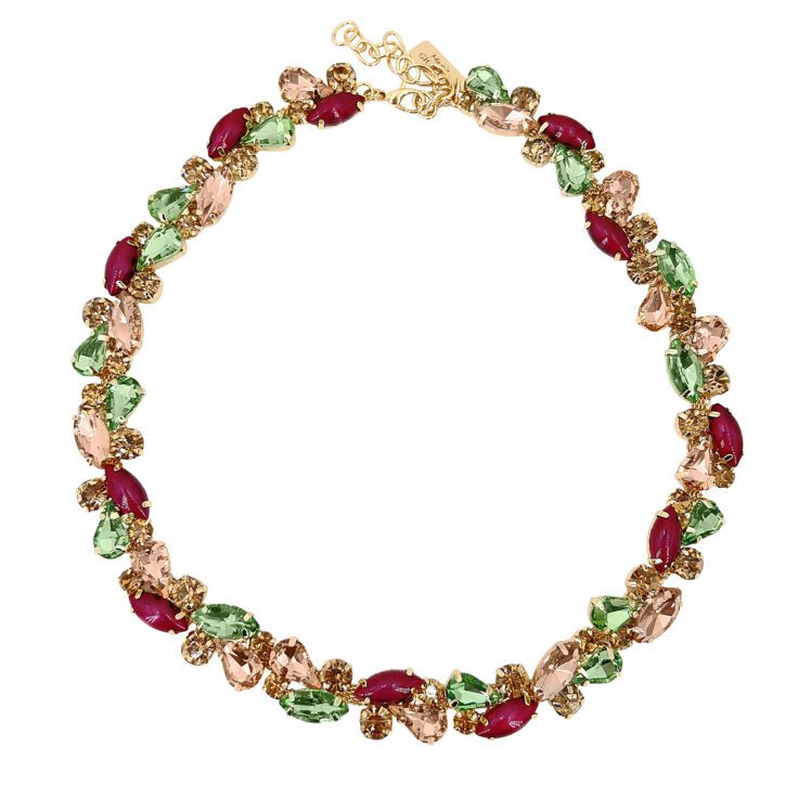 Collana Con Pietre Verdi Cipria Burgundy E Oro - Amelia11