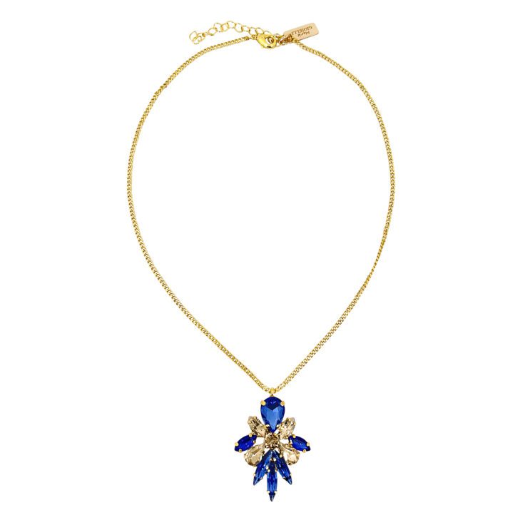 Collana Con Pietre Blu Elettrico E Oro - C1Sole