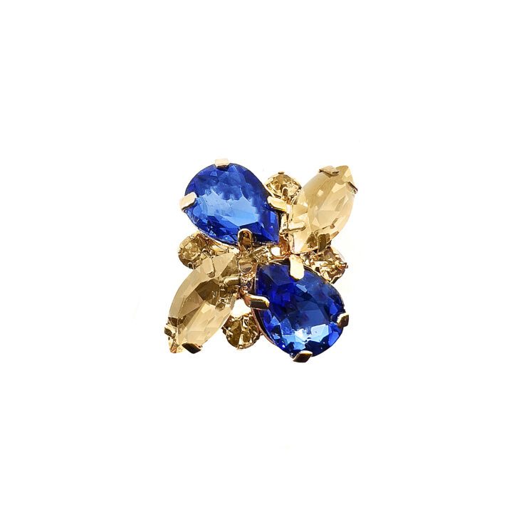 Anello Con Pietre Blu Elettrico E Oro - A42Afrodite