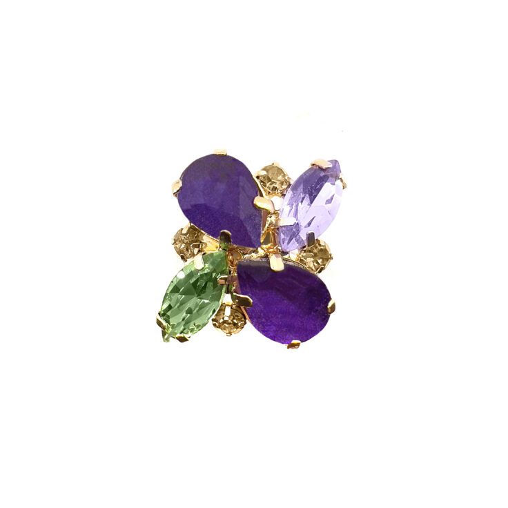 Anello Con Pietre Viola Ametista E Verde - A43Afrodite