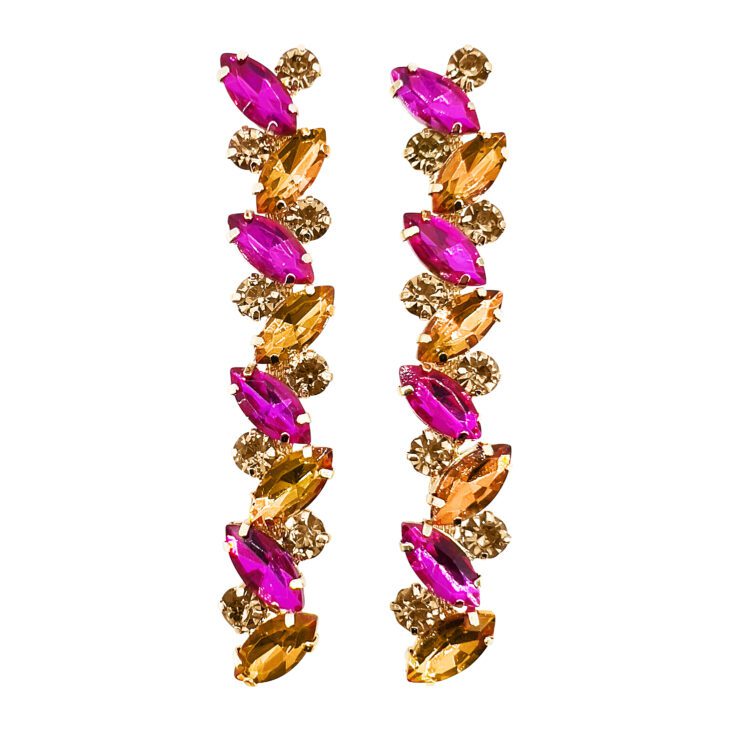 Orecchini Con Pietre Fucsia E Arancioni - Hollywood26