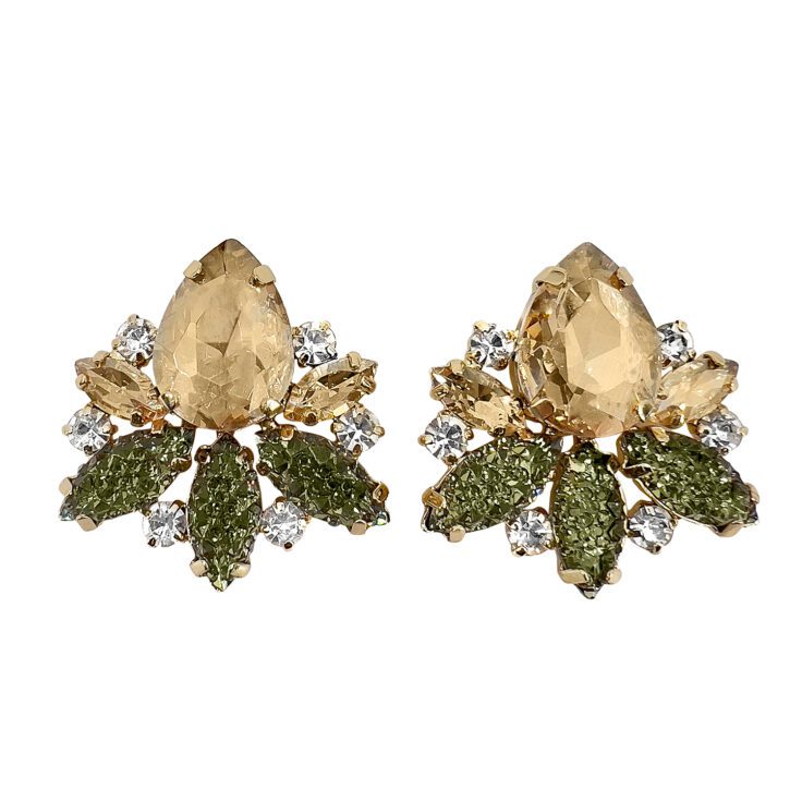 Orecchini Con Pietre Verdi E Oro  - Venere39