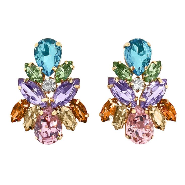 Orecchini Con Pietre Turchesi Verdi Ametista Arancioni Oro E Rosa - Marte53