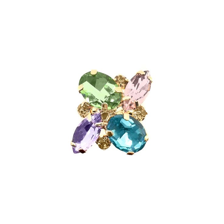 Anello Con Pietre Turchesi Verdi Ametista E Rosa - A48Afrodite