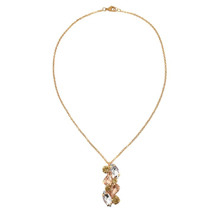 Collana Con Pietre Cipria Oro E Crystal  - Anastasia1