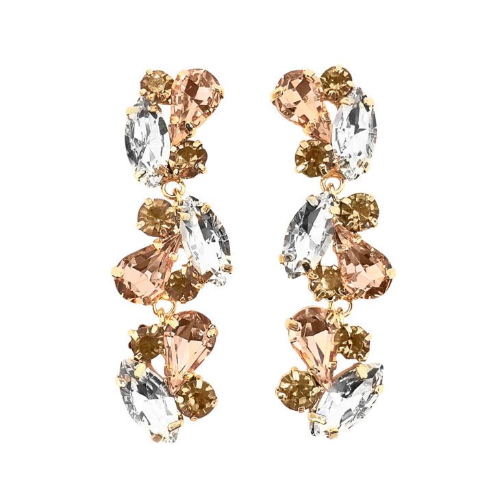 Orecchini Con Pietre Cipria Crystal E Oro - Sirio29