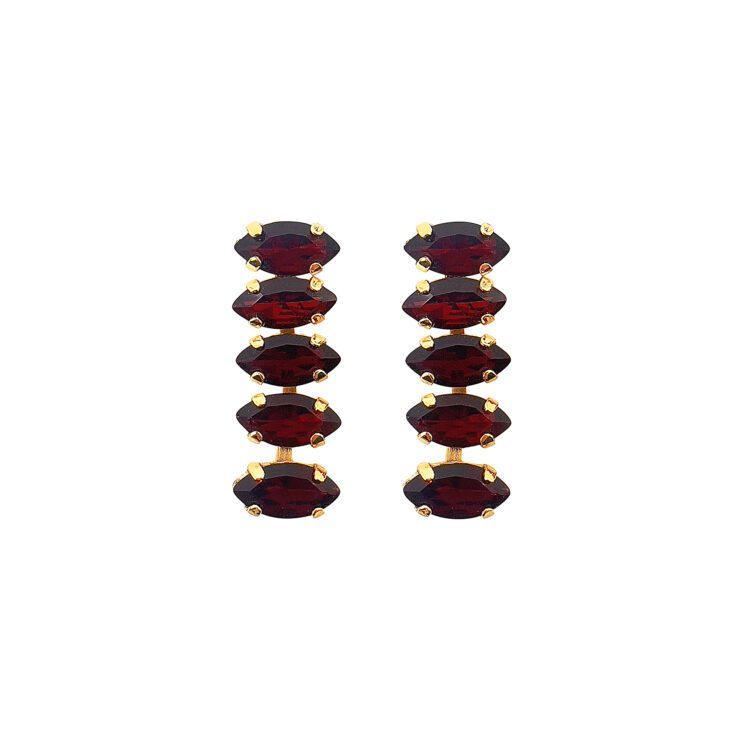 Orecchini Placcati Oro 24K Con Pietre Bordeaux - Themis22