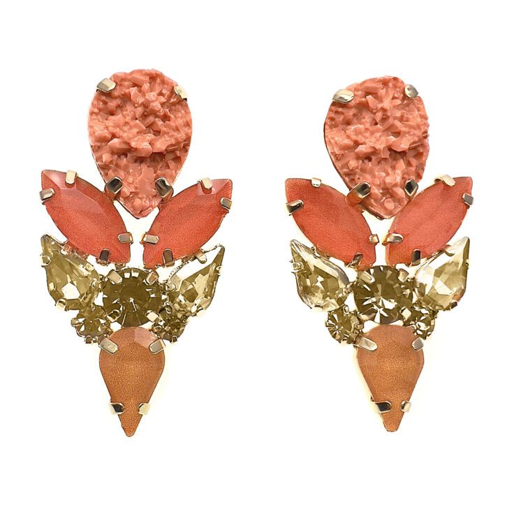 Orecchini Con Pietre Corallo Arancioni Oro E Corallo Rosa - Mare14
