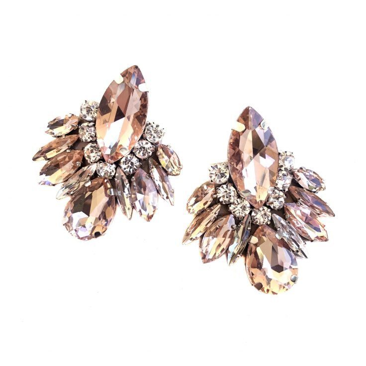 Orecchini Con Pietre Rosa E Crystal - Cl353
