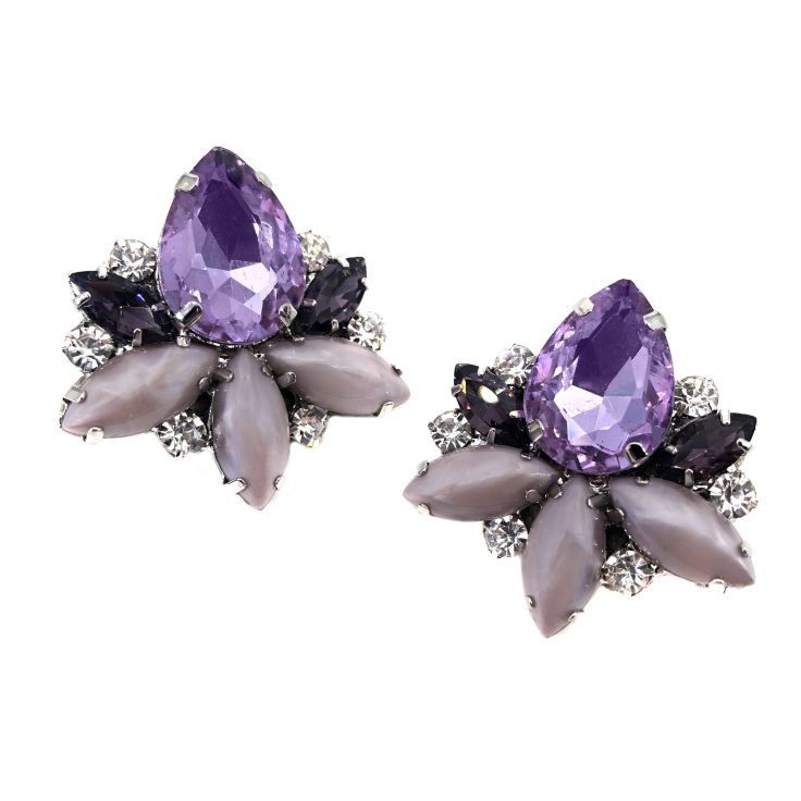 Orecchini A Lobo Con Pietre Glicine Viola - Cl367