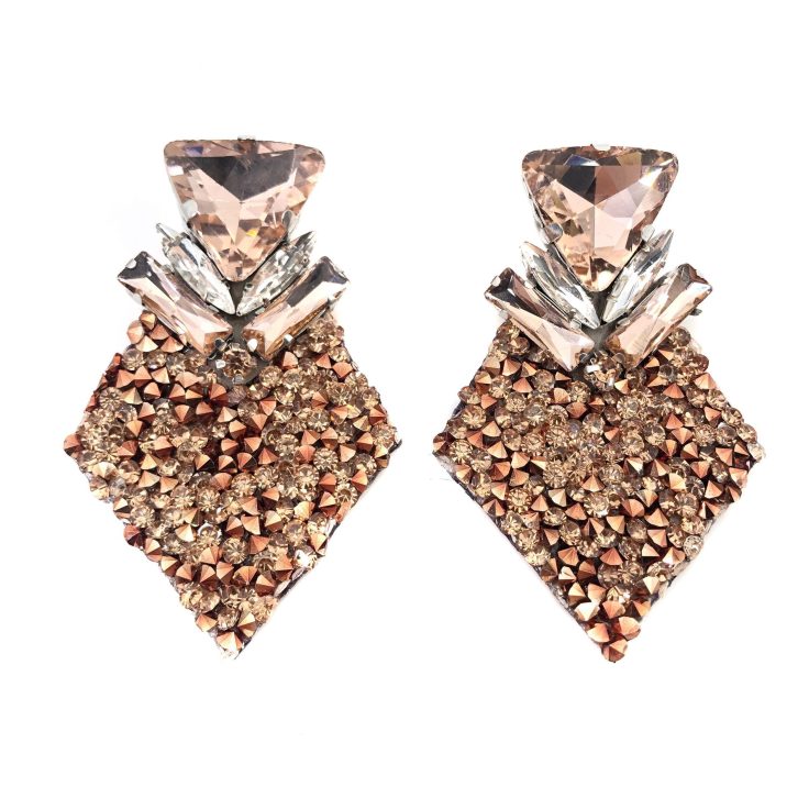 Orecchini Con Pavé Di Microcristalli E Pietre Oro Rosa - Cl346