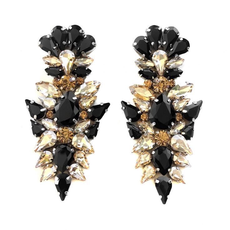 Orecchini Con Pietre Nere E Oro - Cl345