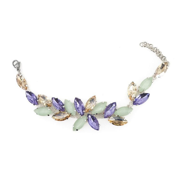 Bracciale Con Pietre Verdeacqua Oro E Glicine - Brc82