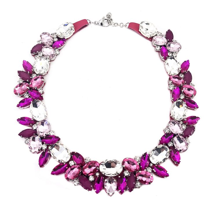 Collana Con Pietre Crystal Fucsia E Rosa - Nkl092