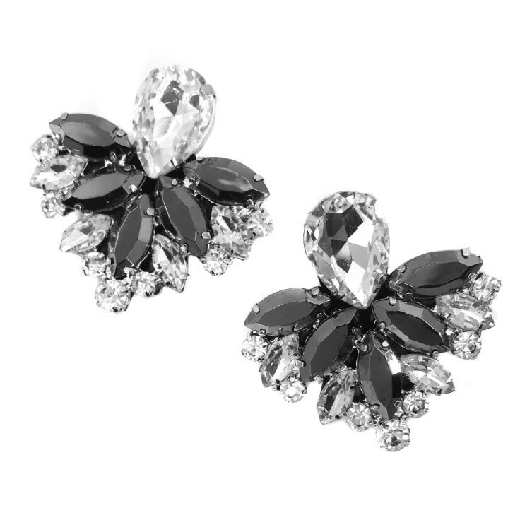 Orecchini Con Pietre Crystal E Antracite - Cl409
