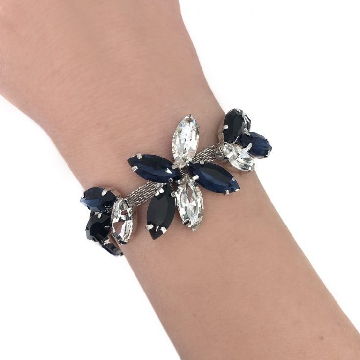 Bracciale Con Pietre Blu Nere E Crystal - Brc59