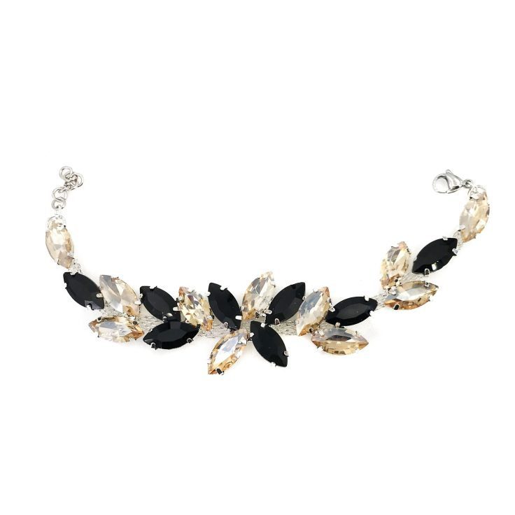 Bracciale Con Pietre Nere E Oro - Brc66