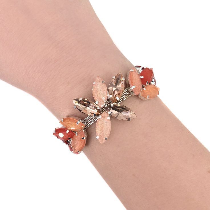 Bracciale Con Pietre Arancioni E Cipria - Brc71
