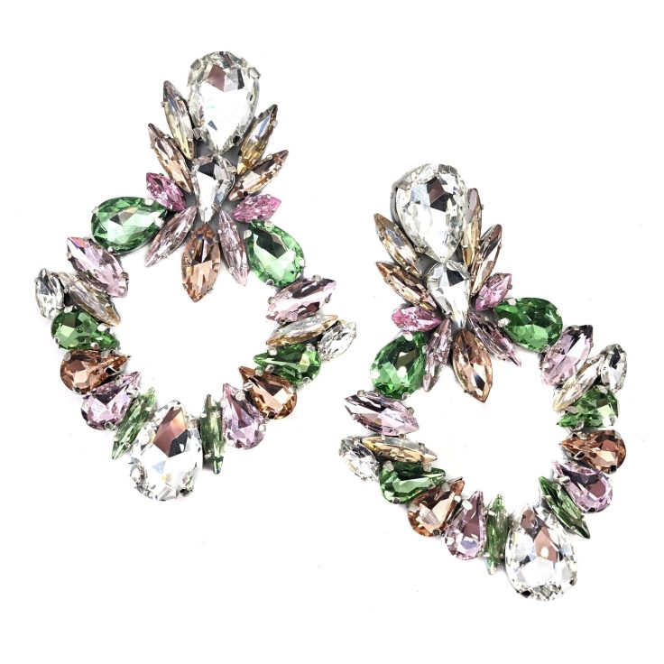 Orecchini Con Pietre Rosa E Verde - Cp179