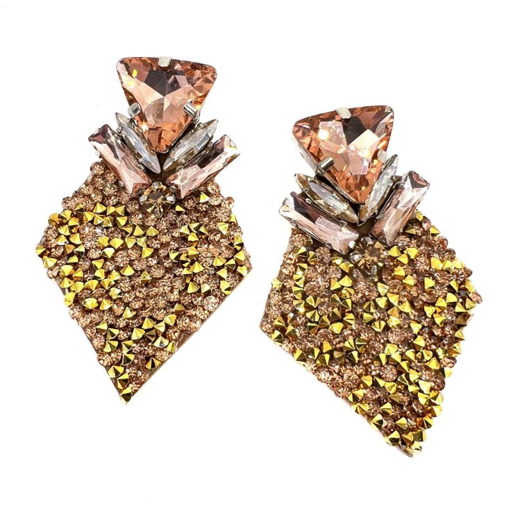 Orecchini Con Pavé Di Microcristalli E Pietre Oro E Oro Rosa - Cl450