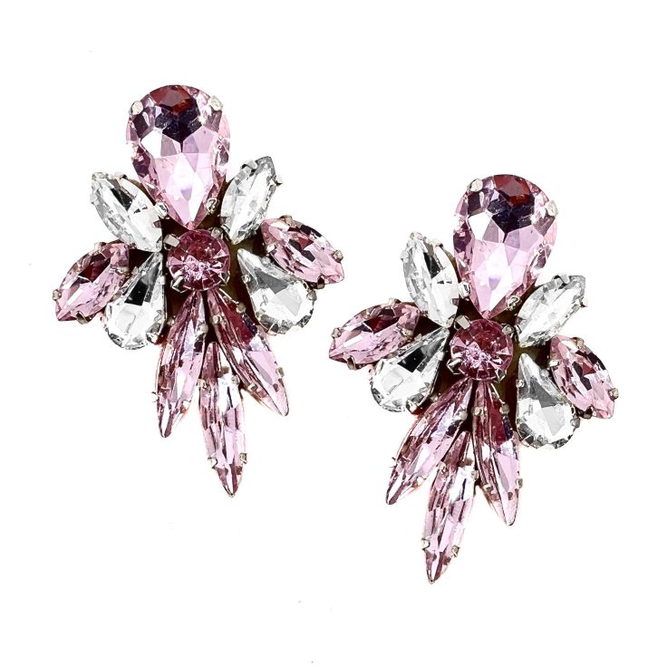 Orecchini Con Pietre Rosa E Crystal  - Cl462