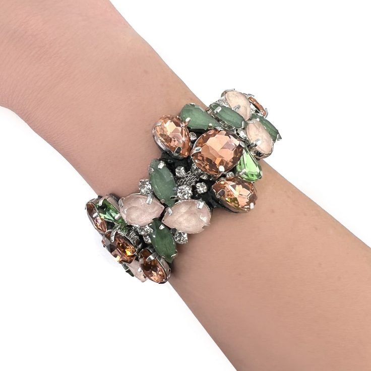 Bracciale Con Pietre Verdi E Cipria - Brc84