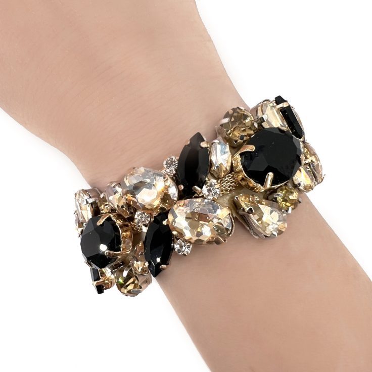 Bracciale Con Pietre Nere E Oro - Brc87