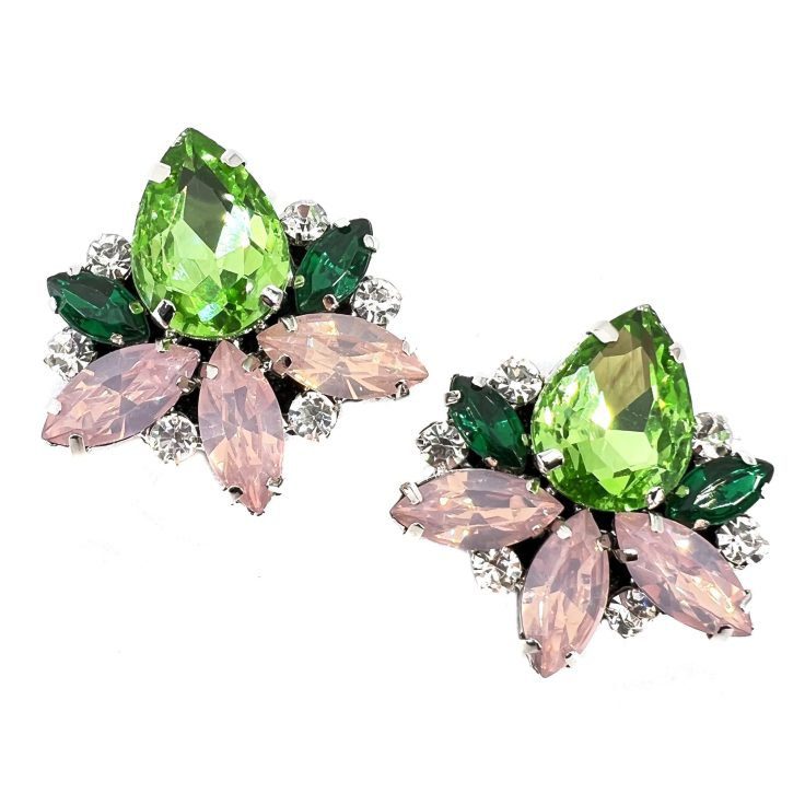 Orecchini Con Pietre Rosa E Verde - Cl513