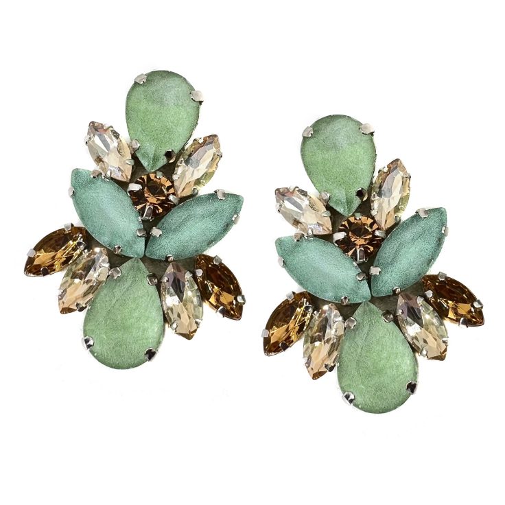 Orecchini Con Pietre Verde Acqua E Oro - Cl522