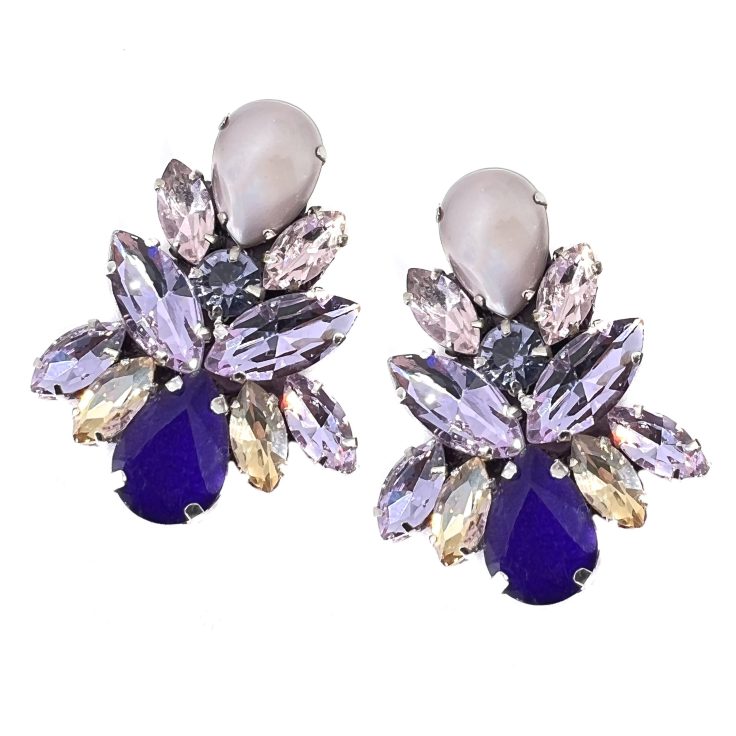 Orecchini Con Pietre Viola Oro E Ametista - Cl528