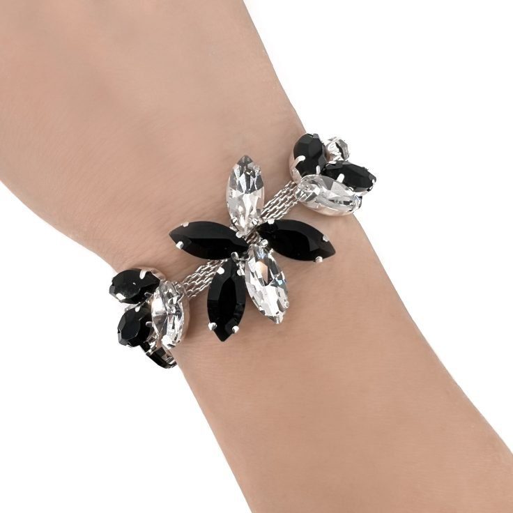 Bracciale Con Pietre Nere E Crystal - Brc95