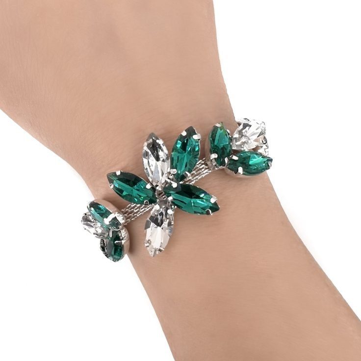 Bracciale Con Pietre Verde Smeraldo E Crystal - Brc99