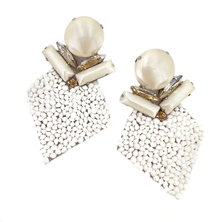 Orecchini Con Pavé Di Microcristalli E Pietre Bianche - Bri62