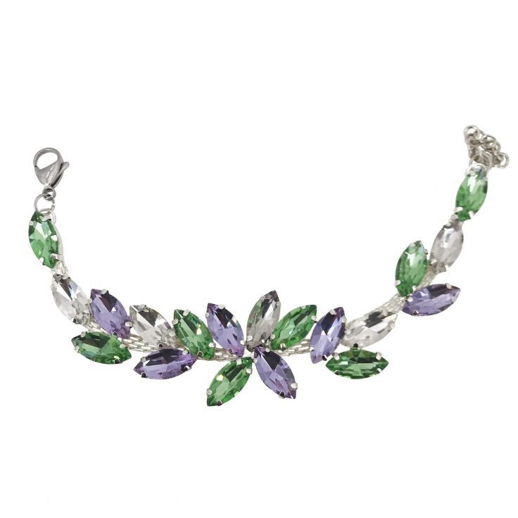 Bracciale Con Pietre Viola E Verde - Brc128