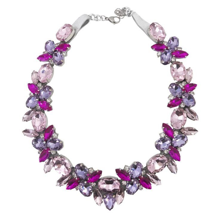 Collana Con Pietre Rosa Fucsia E Viola - Cod.nkl126