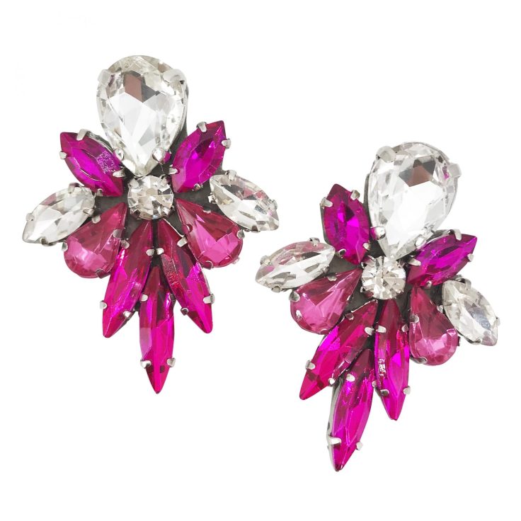 Orecchini Con Pietre Fucsia E Crystal - Cl680