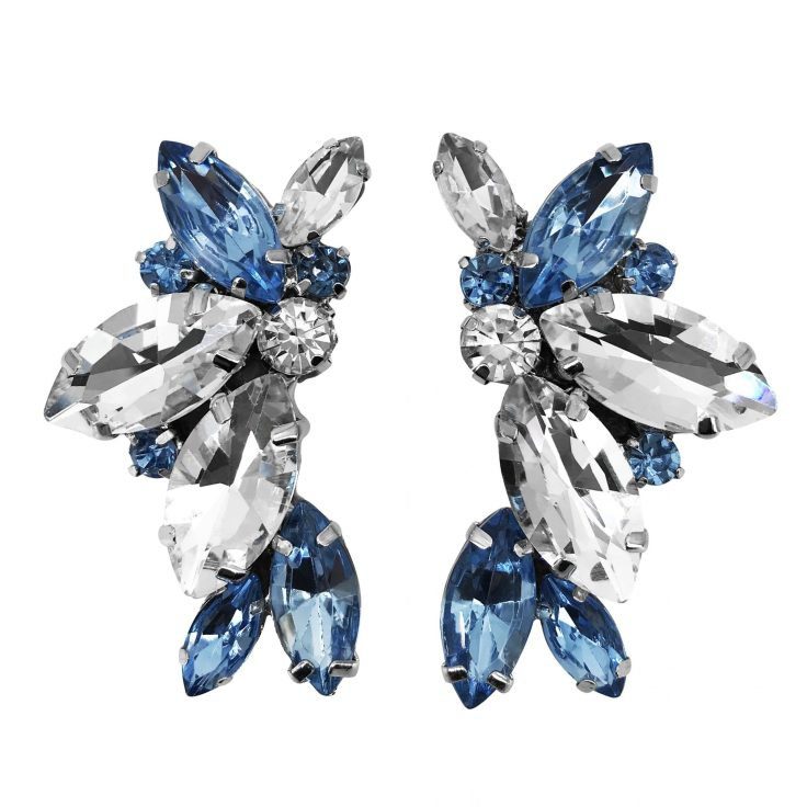 Orecchini Con Pietre Celeste E Crystal - Cl687