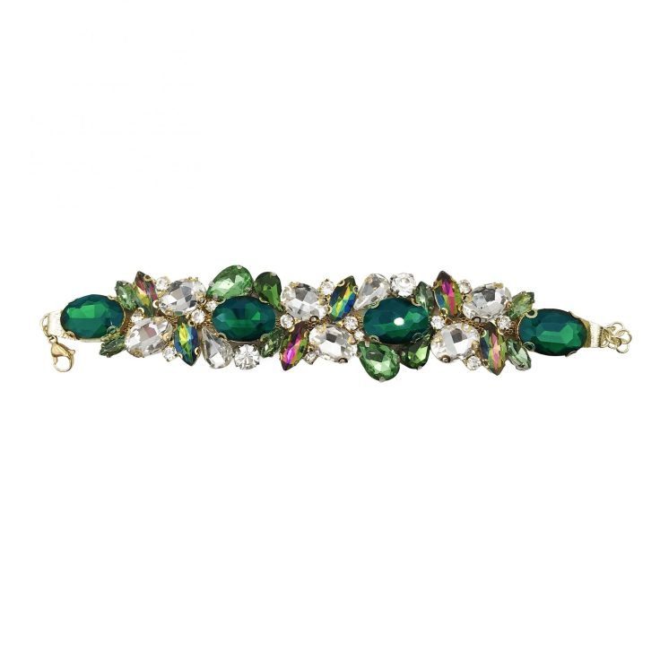 Bracciale Con Pietre Boreali Verdi E Crystal - Brc149