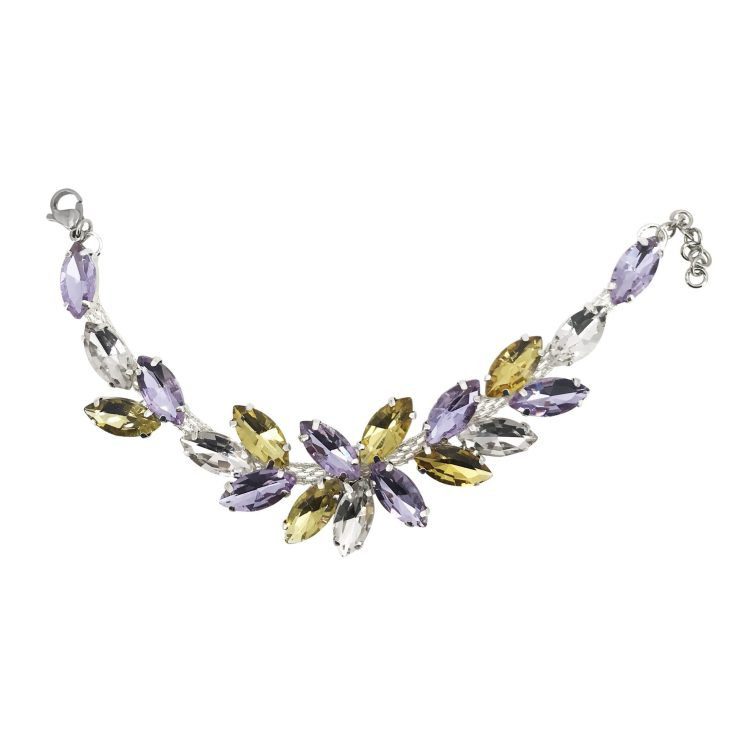 Bracciale Con Pietre Viola E Giallo - Brc135