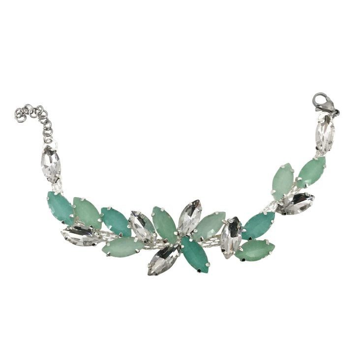Bracciale Con Pietre Verde Acqua E Crystal - Brc139