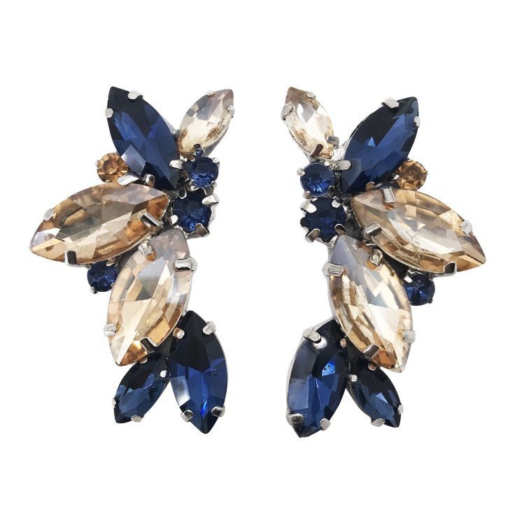 Orecchini Con Pietre Oro E Blu  - Cl715